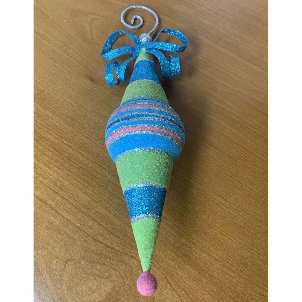Raz Imports Multicolored Flocked Finial Christmas Ornament